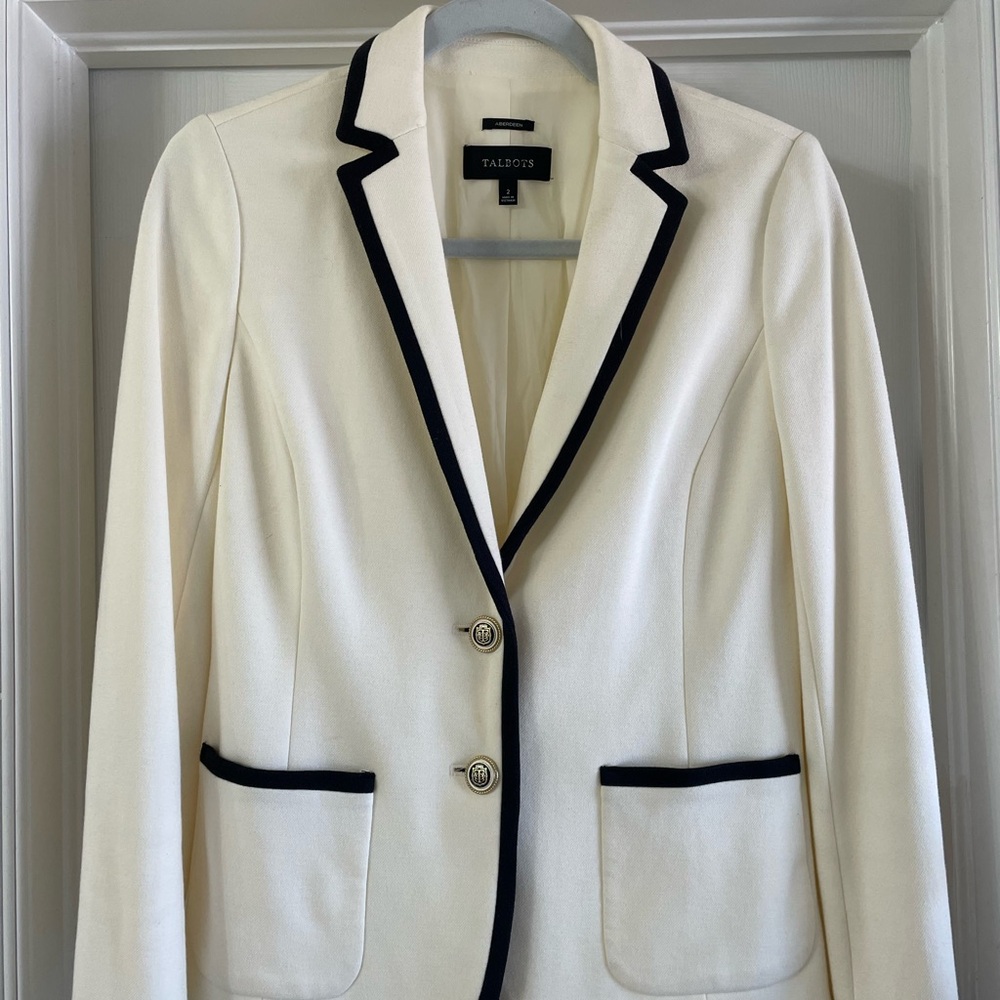 Talbots Ivory Blazer with Black Trim